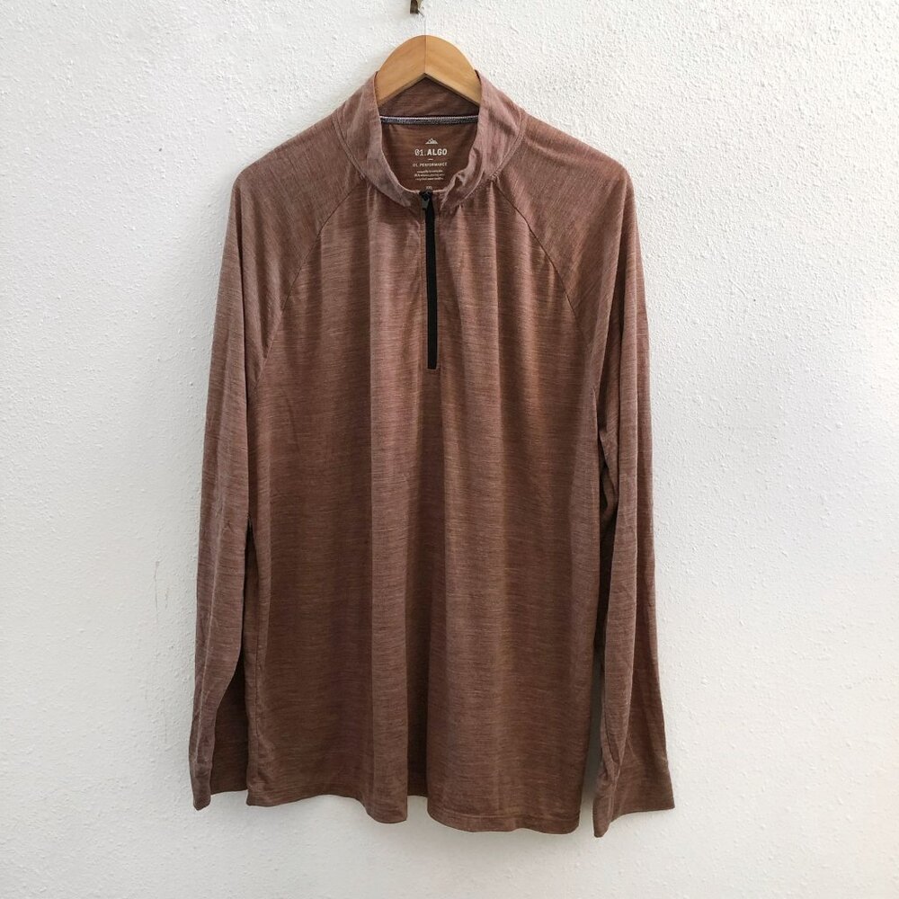 01.ALGO 1/4 Zipper High Neck Merino‎ Wool Blend Long Sleeve Jersey Size XXL